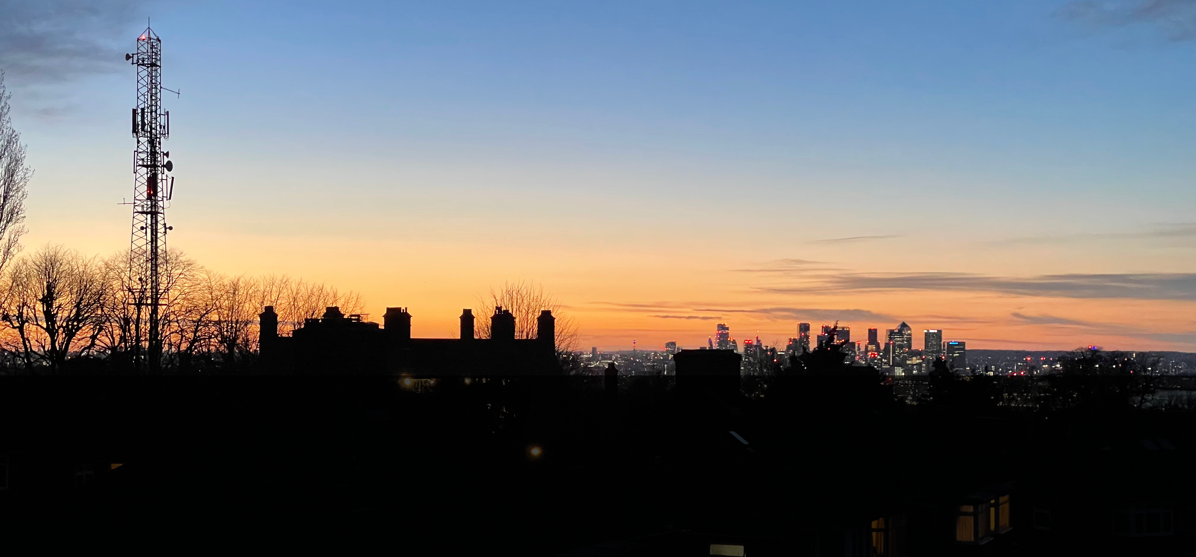 Skyline of London at sunset